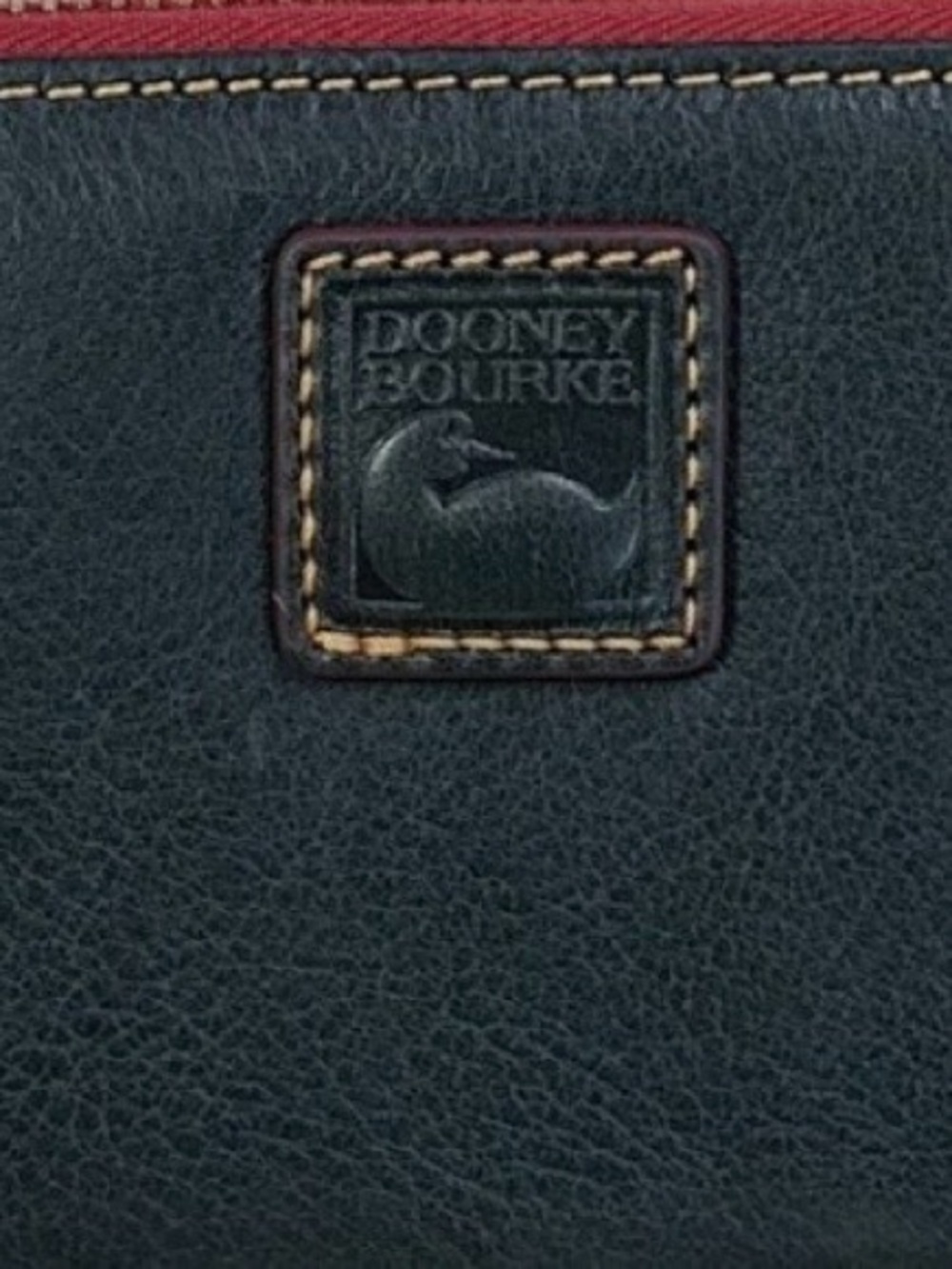 Dooney & Bourke Florentine Large Zip Around Wallet, blue w/red zipper, leather